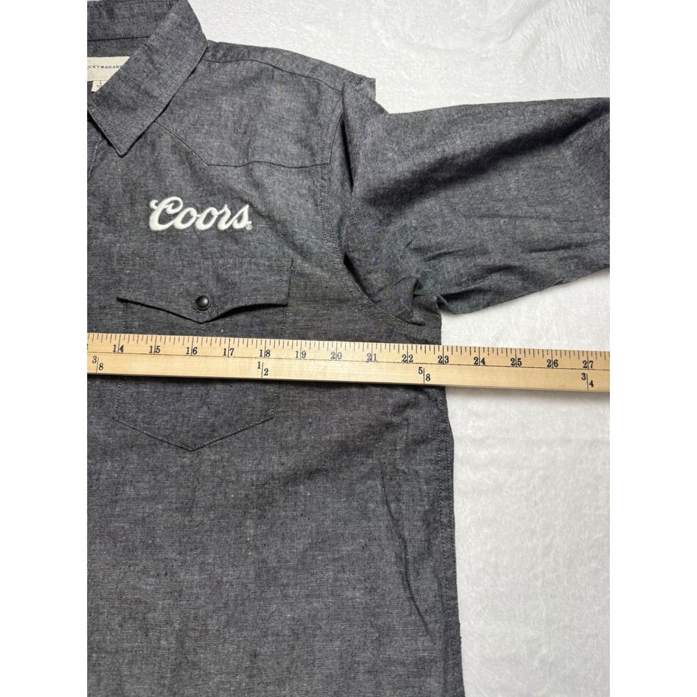 NWT Lucky Brand Coors Banquet Rodeo Western Shirt Mens Large Grey Cotton Linen - Picture 6 of 7